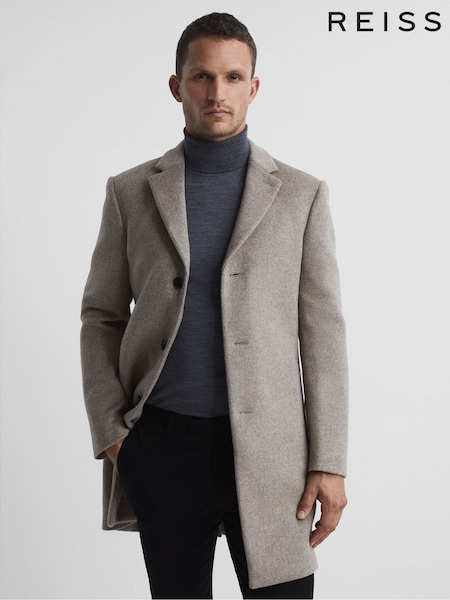 Reiss Oatmeal Gable Single Breasted Overcoat (U71428) | €420