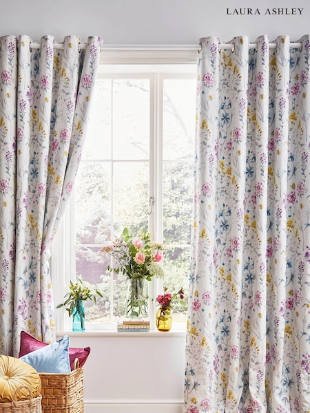 Laura Ashley Wild Meadow Eyelet Lined Eyelet 100% Cotton Curtains (U71448) | €113 - €212