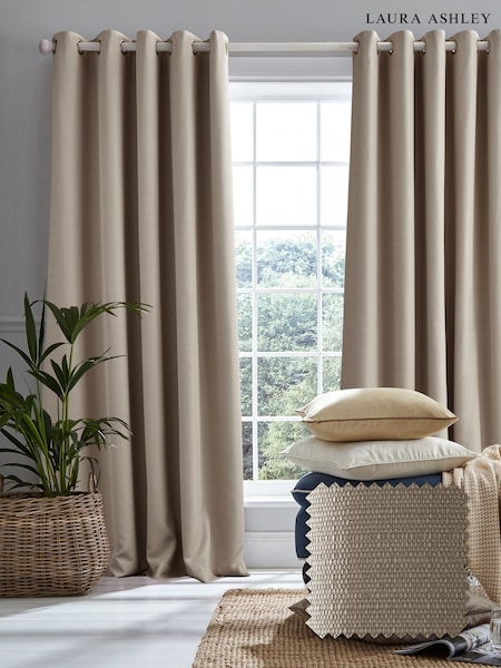 Laura Ashley Natural Stephanie Eyelet Blackout Lined  Eyelet Curtains (U71450) | 544 QAR - 1,559 QAR