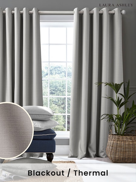 Laura Ashley Steel Grey Stephanie Eyelet Blackout Lined  Eyelet Curtains (U71451) | 544 QAR - 1,856 QAR