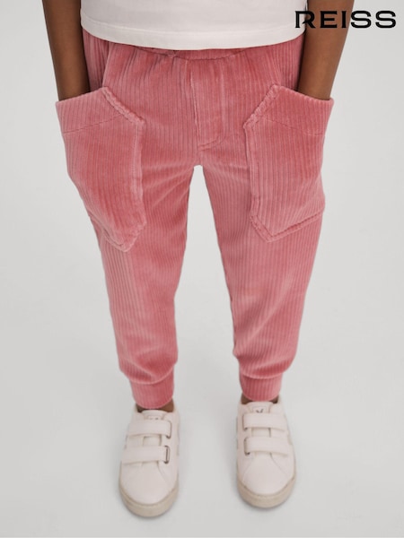 Rosa - Reiss Kora Cord-Hose in Relaxed Fit mit Kordelzug (U71813) | 69 €