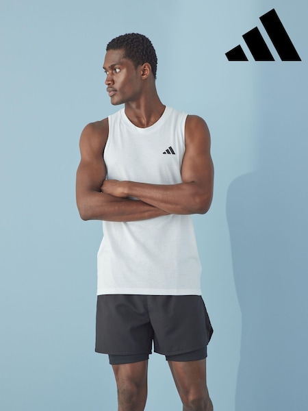 adidas White Train Essentials Feelready Training Vest (U71828) | AED105