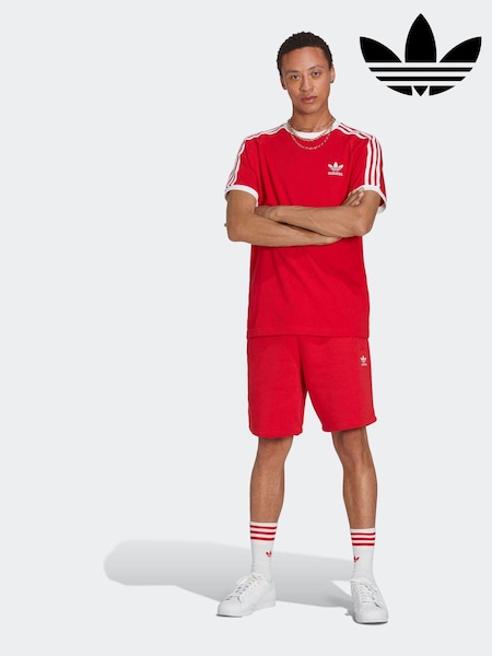 adidas Red Adicolor Classics 3-Stripes 100% Cotton T-Shirt (U71918) | ₪141