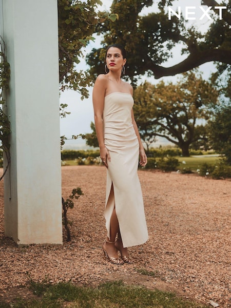 Нейтральный - Textured Bandeau Midi Dress (U71963) | €9