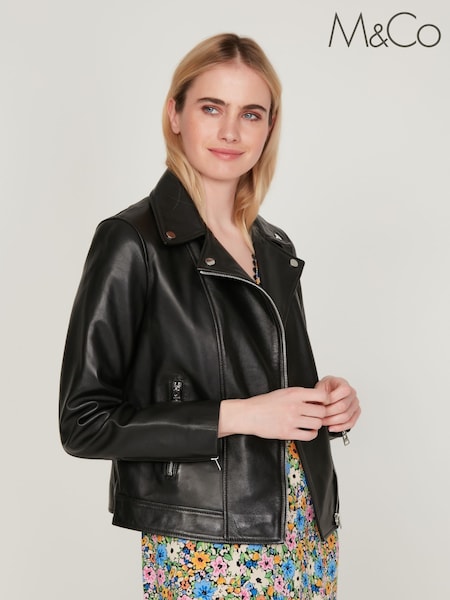 M&Co Black Leather Biker Jacket (U72087) | €31