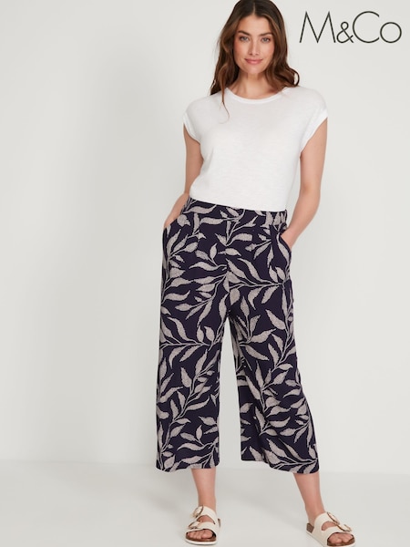 M&Co Blue Leaf Print Culottes (U72090) | 12 €