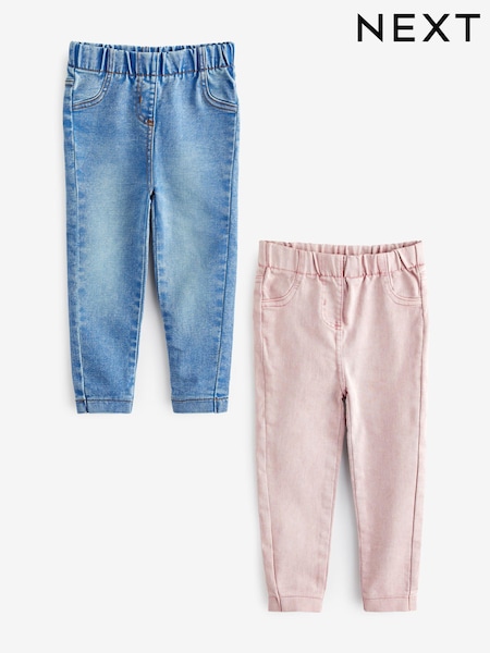 Pink/Blue 2 Pack Elasticated Waist Jeggings (3mths-7yrs) (U72226) | $30 - $37