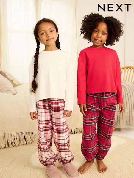 Rouge/Ecru - Pyjama tissé à carreaux 2 paquets (3-16 ans) (U72592) | € 19 - € 27