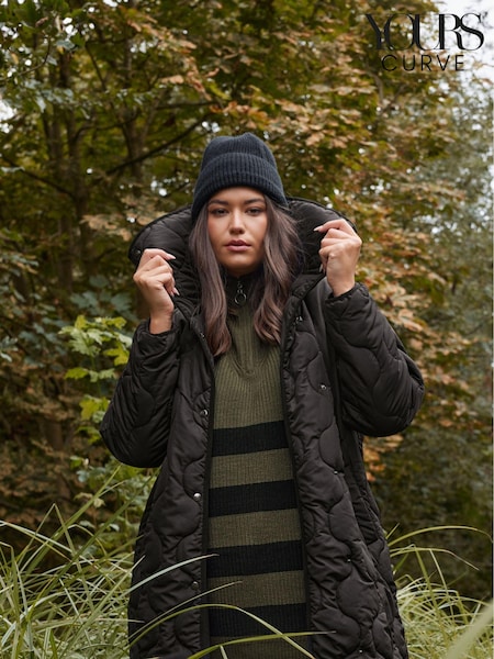 Yours Curve Black Quilted Coat (U72740) | €38