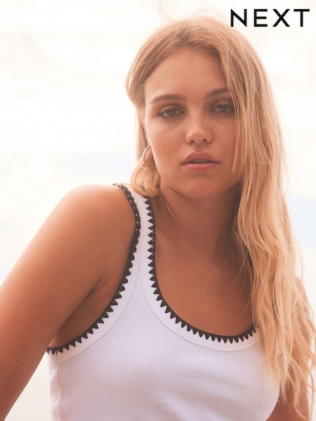 White Craft Trim Ribbed Tank (U72893) | €5