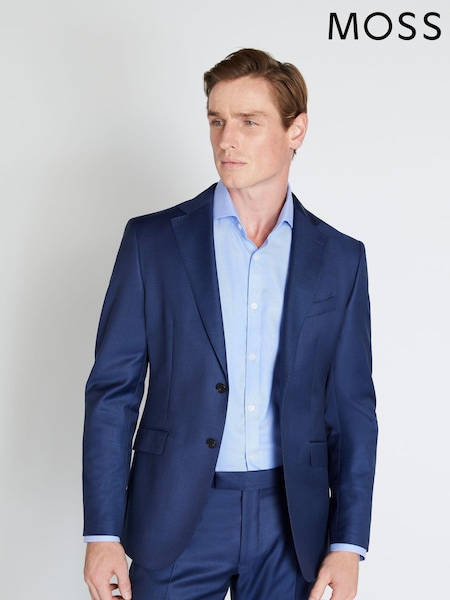 MOSS x Reda Blue Slim Fit Sharkskin Suit Jacket (U72911) | €128