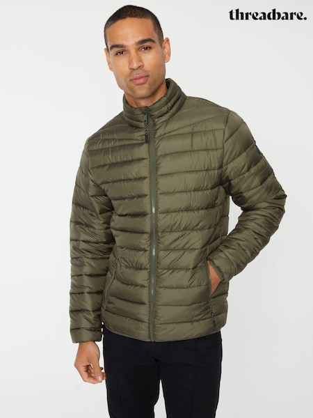 Threadbare Khaki Showerproof Matte Finish Padded Funnel Neck Jacket (U72930) | €21