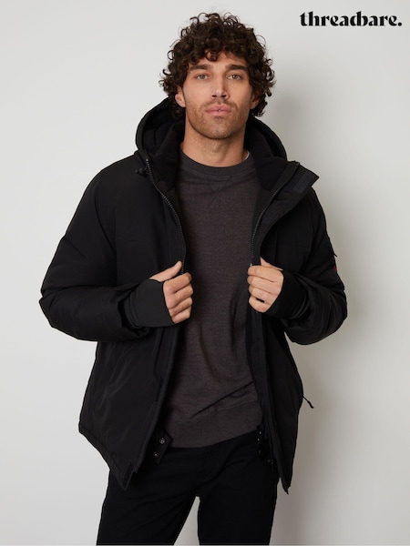 Threadbare Black Showerproof Microfleece Lined Hooded Ski Jacket (U72936) | €69