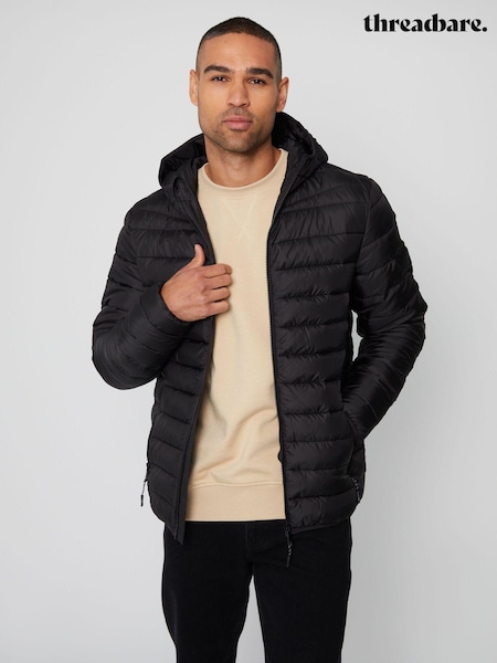 Schwarz - Threadbare Matte Finish Padded Showerproof Hooded Jacket (U72958) | CHF 65