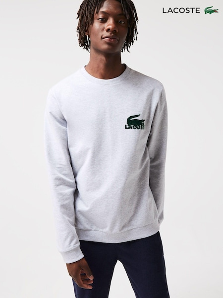 Lacoste Large Grey Croc Effect Logo Lounge Sweatshirt (U73623) | €37