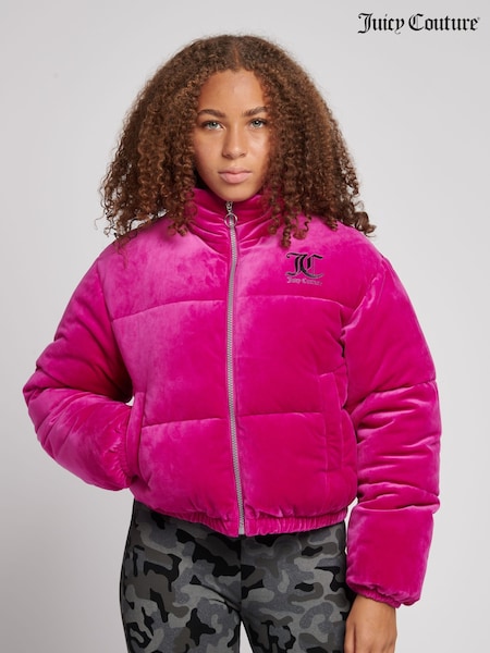 Juicy Couture Pink Velour Puffer Jacket (U74141) | €168 - €221