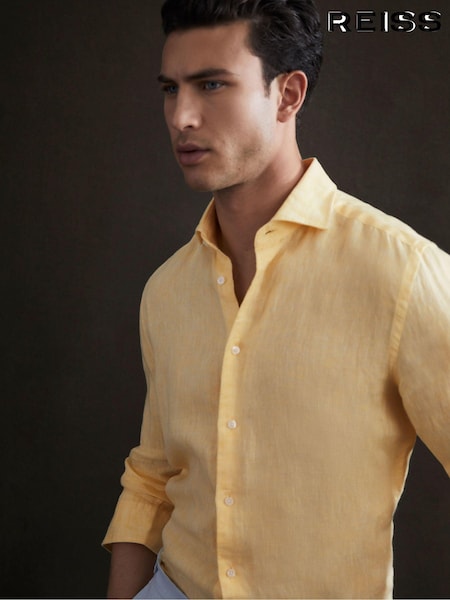 Reiss Lemon Ruban Linen Button-Through Shirt (U74358) | AED706