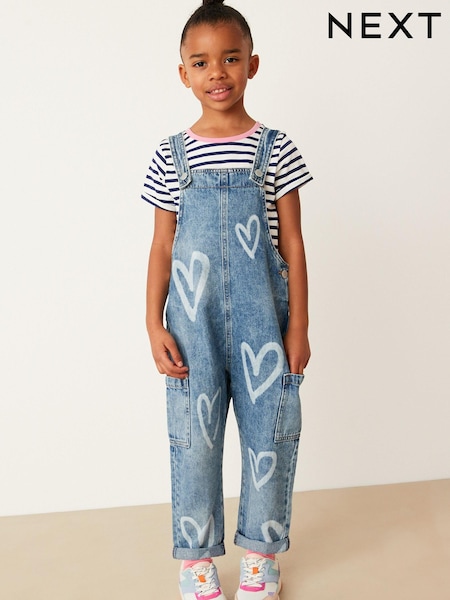 Denim Heart Print Mom Dungarees (3-16yrs) (U74466) | €12 - €15