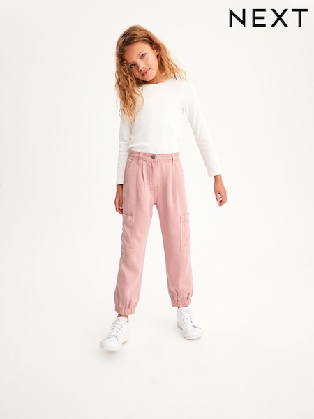 Розовый - TENCEL™ Cargo Trousers (3-16yrs) (U74467) | €13 - €16