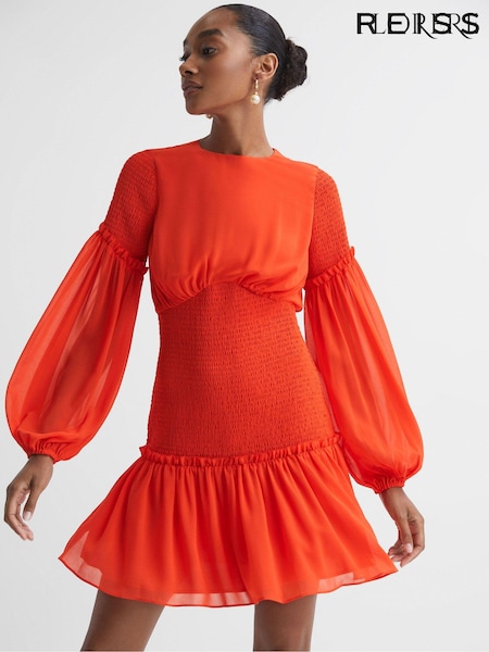 Florere Round Neck Shirred Mini Dress (U74887) | €262