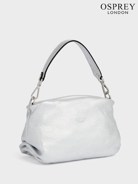 OSPREY LONDON The Carina Shrug Italian Leather Midnight Pearl Midnight Handbag (U74961) | ₪830
