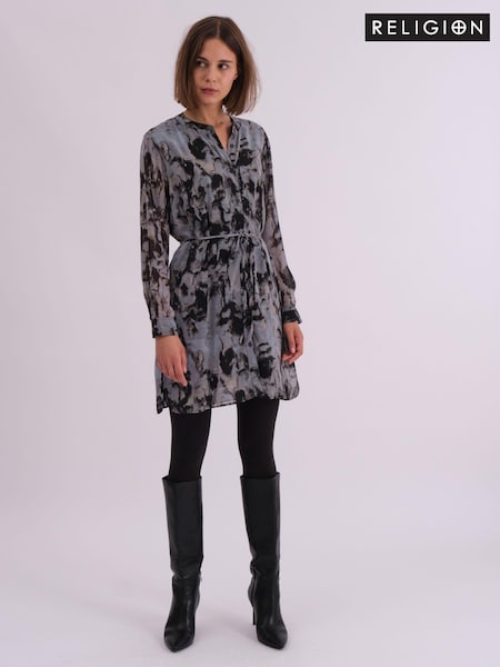 Religion Long Line Tunic Shirt Dress In Hand-painted Prints (U75345) | €95