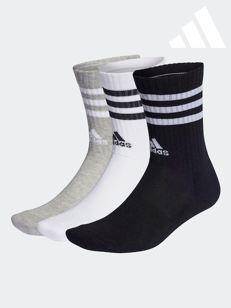 Gri - Pachet Adidas 3-Dungă Crew Length Socks 3 (U75727) | 54 LEI
