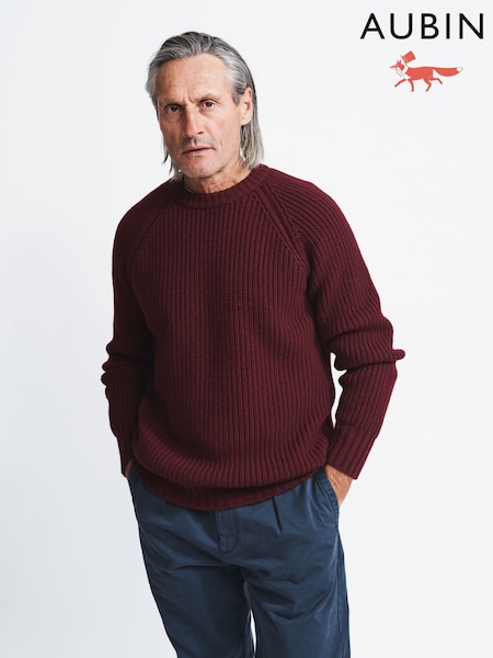 Aubin Grey Crail Fisherman Rib Crew Neck Jumper (U76101) | R$ 1,470