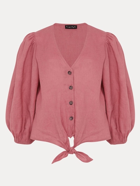 Phase Eight Pink Raven Linen Tie Front Blouse (U76132) | €41.50