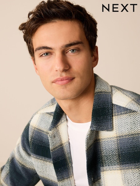 Blue Check Shacket With Wool (U76278) | €5