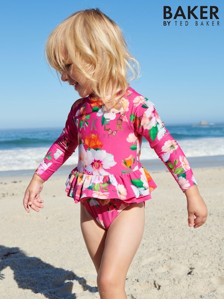 Baker by Ted Baker Pink Floral Sunsafe Swimsuit (U76689) | €15.50 - €17.50