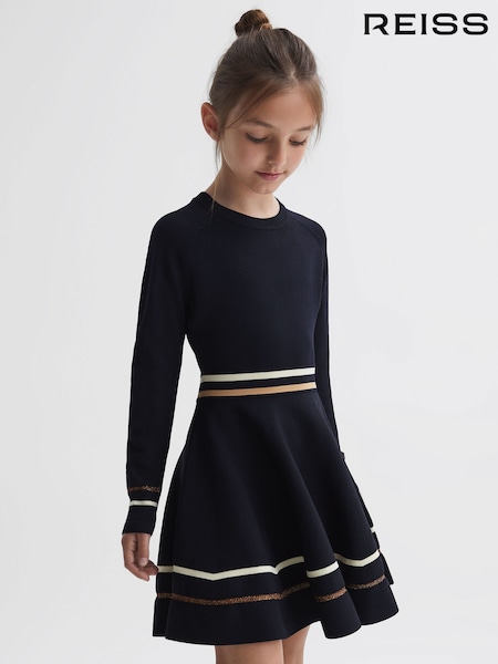 Navy - Reiss Edith Knitted Dress