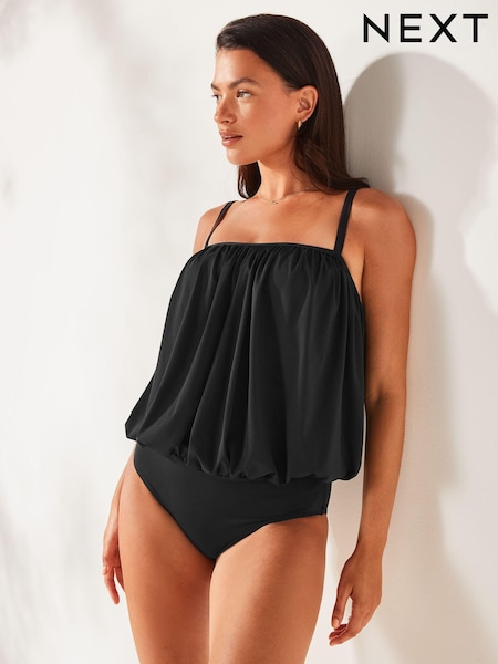 Black Print Blouson Shaping Swimsuit (U77133) | €50