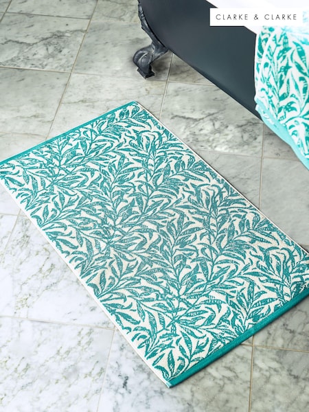 Clarke & Clarke Teal Blue William Morris Willow Boughs 100% Cotton Terry Bath Mat (U77187) | €24.50