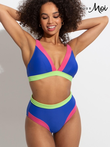 Pour Moi Blue Palm Springs High Leg Tummy Control Briefs (U77296) | €25