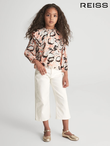 Reiss Angelica Printed Ruffle Blouse (U77390) | 479 LEI