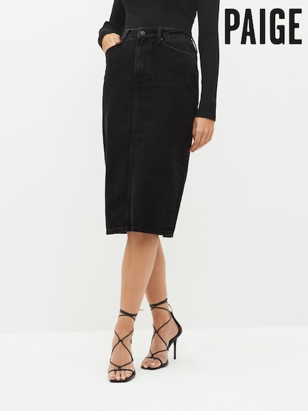 Paige Siren Denim Black Midi Skirt (U77444) | €147