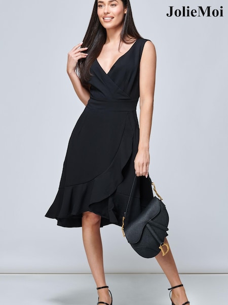 Jolie Moi Gayelle Frill Hem Black Dress (U77488) | €41.50