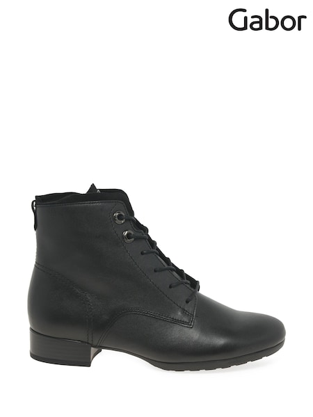 Gabor Boat Leather/Suede Ankle Black Boots (U77556) | €156