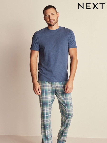 Blue/Green Soft Check Lightweight Pyjamas Set (U77580) | € 13