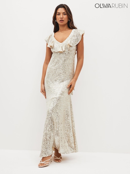 Olivia Rubin Silver Rex Sequin Maxi Dress (U77609) | €89