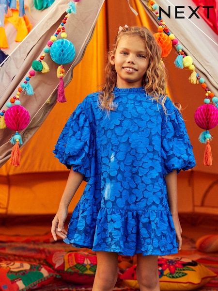 Cobalt Blue Textured Party Dress (3-16yrs) (U77997) | €32 - €36