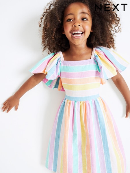 Regenbogenfarben gestreift - Angel Sleeve Dress (3-16yrs) (U77999) | 9 € - 12 €