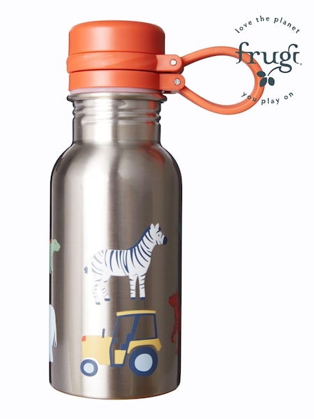Frugi Silver Reusable 400ml Steel Bottle (U78023) | 74 QAR