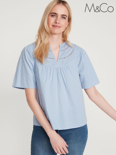 M&Co Blue Lace Trim Blouse (U78065) | 11 €