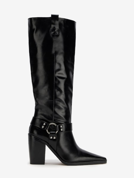 Mint Velvet Black Leather Buckle Boots (U78222) | €121