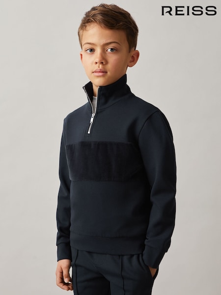 Reiss Selin Slim Fit Half-Zip Funnel Neck Velour Sweatshirt (U78333) | 55 €