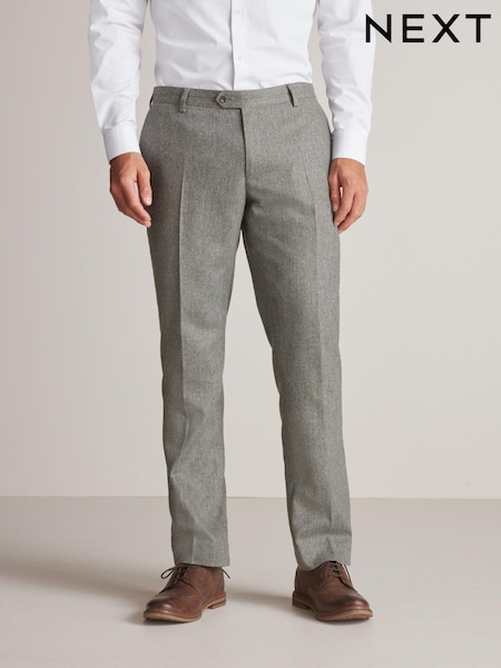 Sage Green Nova Fides Wool Blend Herringbone Suit Trousers (U79057) | €16