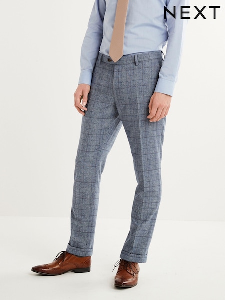 Умеренный синий - Slim Fit Check Suit: Trousers (U79069) | €10