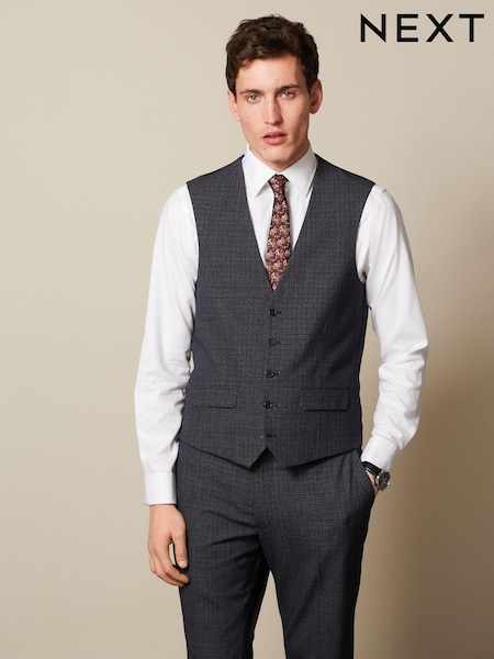 Mornarica - Wool Blend Check Suit Waistcoat (U79082) | € 33